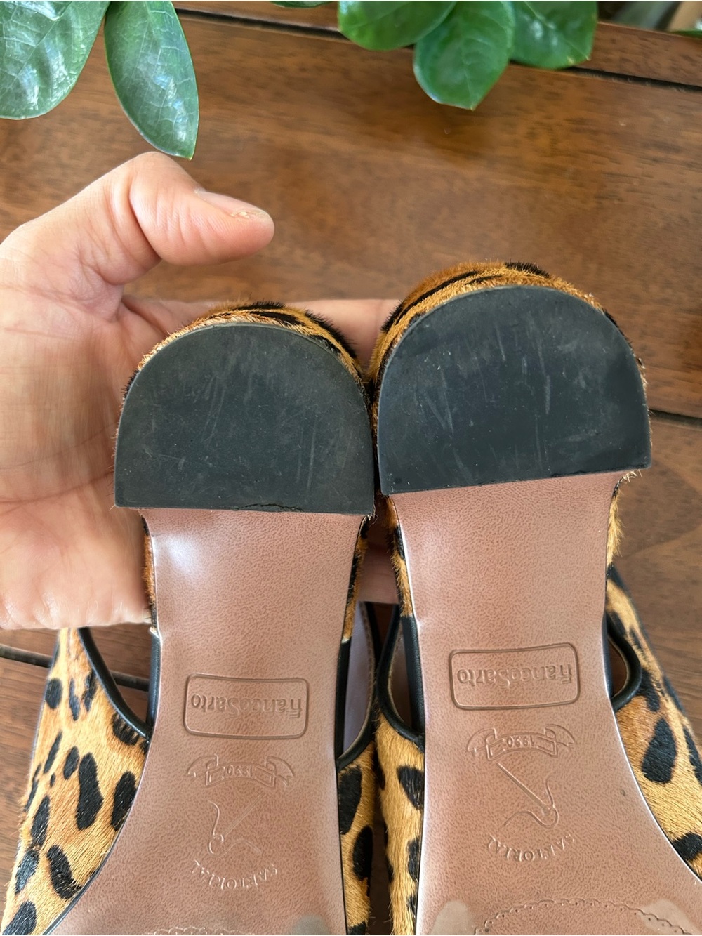 Franco Sarto Leopard Print Slingback Pointed Toe Mules - Tan & Black - Picture 11 of 16